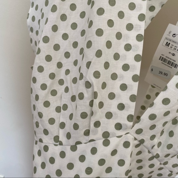 Zara Ecru Tie-back Polka Dot Cropped Top M - Picture 13 of 14
